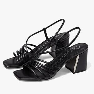 Black Strappy Block Heel Sandals- Size 10